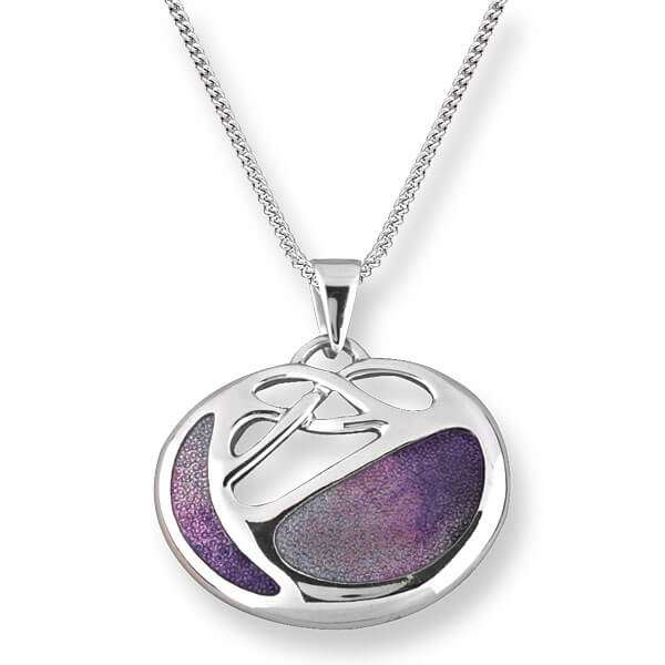 Silver Purple Enamel Art Nouveau Necklace