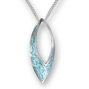Silver Enamel Marquis Turquoise Necklace