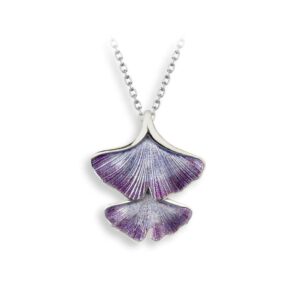 Purple Enamel Ginkgo Leaf  Necklace