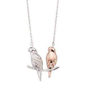 Silver & Rose Gold Plated Parakeet Necklace