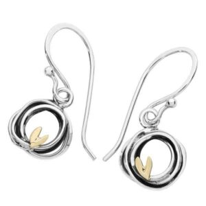 Sterling Silver & 9ct Gold Three Birds Earrings