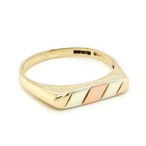 Pre Loved 9ct Three Colour Gold Signet Ring