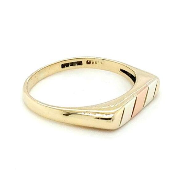 Pre Loved 9ct Three Colour Gold Signet Ring