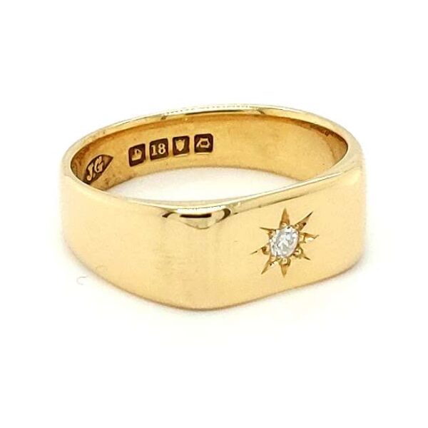 Pre Loved 18ct Gold Diamond Set Signet Ring