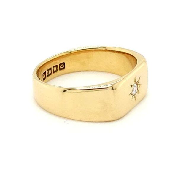 Pre Loved 18ct Gold Diamond Set Signet Ring