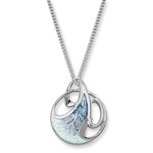 Blue Enamel Sterling Silver Art Nouveau Necklace
