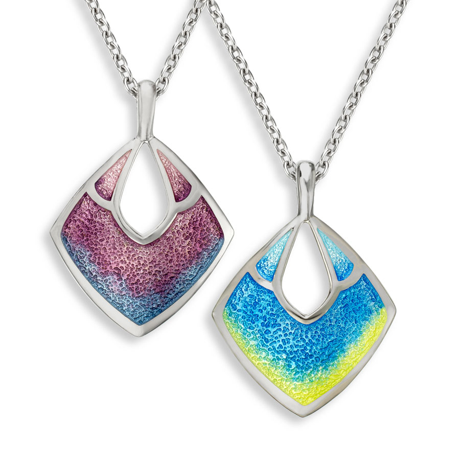 Nicole Barr enamelled rhombus pendants with chain £132 From Sally Thorntons Jewellery blog at Thornton Jeweller Kettering Northampton