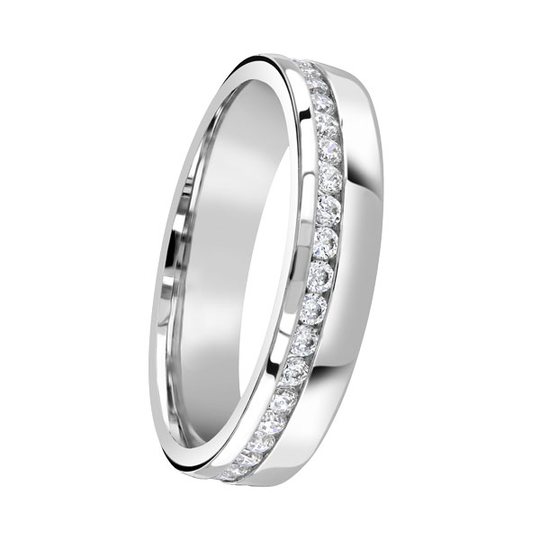 Ladies offset diamond wedding ring from Sally Thornton jewellery blog on Wedding Rings at Thorntons Jewellers Kettering Northampton