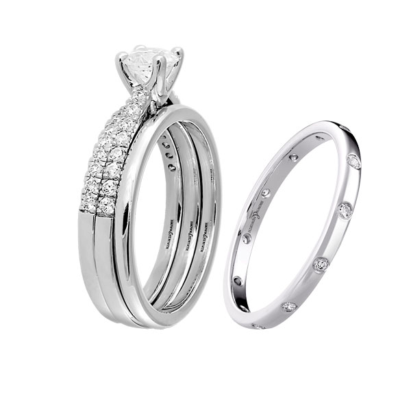 Ladies trio of rings and diamond set wedding ring  from Sally Thornton jewellery blog on Wedding Rings at Thorntons Jewellers Kettering Northampton 