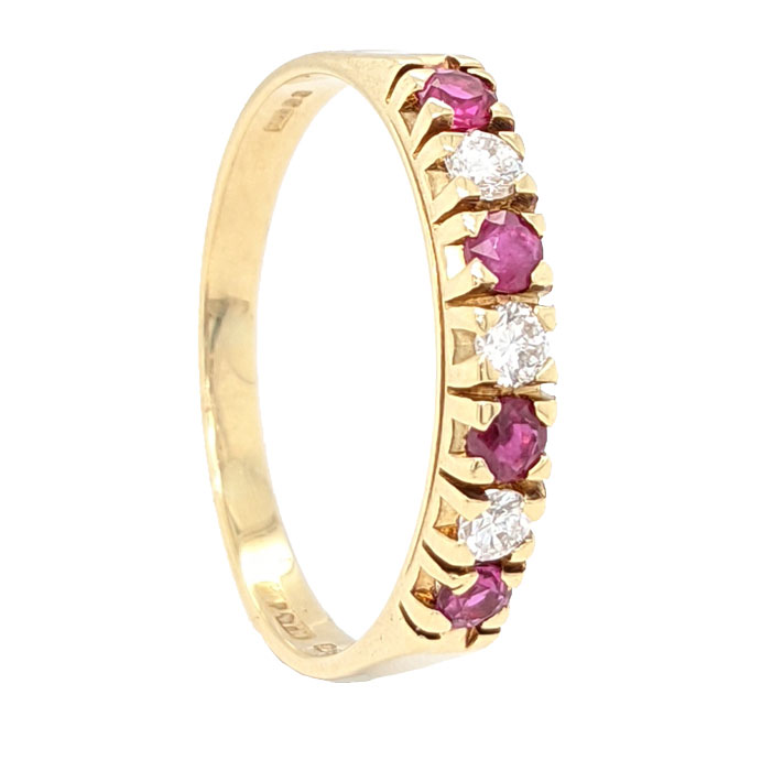 102022 Pre loved 18ct ruby &diamond half eternity ring £375 on Jewellery blog by Sally Thornton for Thorntons Jewellers Kettering Northampton