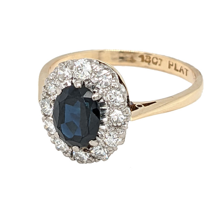 102027 Pre loved 18ct & platinum sapphire & diamond cluster ring on Jewellery blog by Sally Thornton for Thorntons Jewellers Kettering Northampton