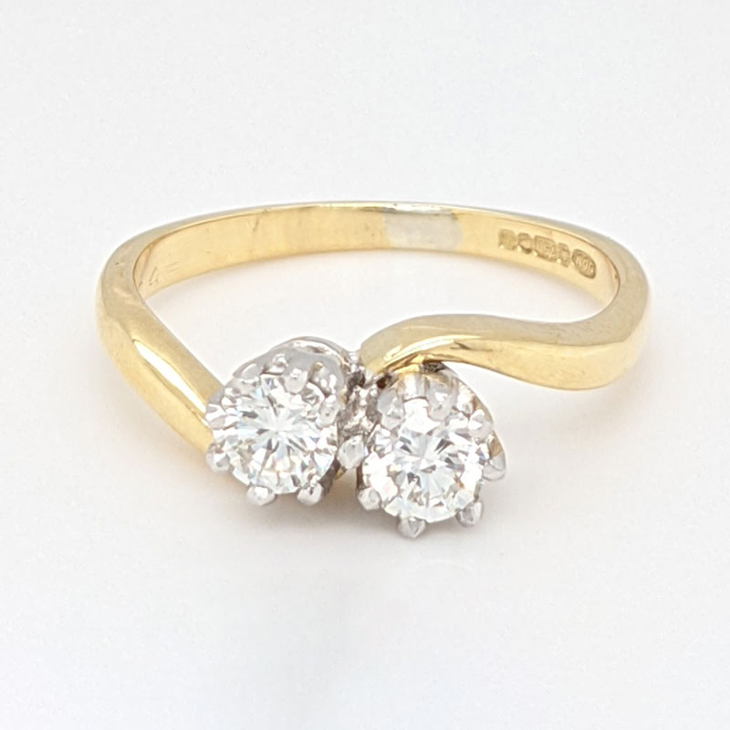 Pre loved 18ct 2 stone diamond ring with new platinum setting £1,050 our ref 99773 on Sally Thorntons jewellery blog from AA Thornton Kettering Northampton 