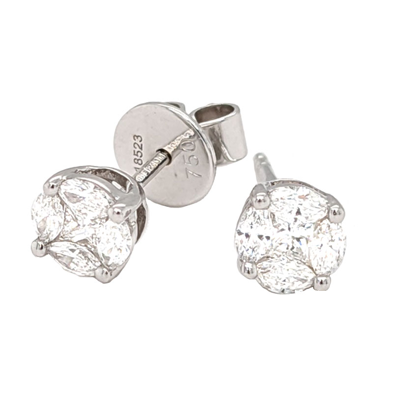 18ct white gold diamond cluster stud earrings £1,250 102686 Sally Thorntons blog on earrings from Thornton Jeweller Kettering Northampton