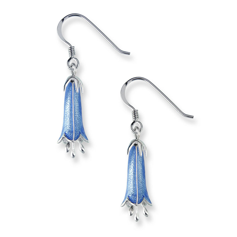 Silver and blue enamel bluebell drop earrings £110 Sally Thorntons blog on earrings from Thornton Jeweller Kettering Northampton