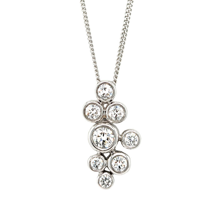 18ct white gold diamond bubble pendant with necklet £1,545 our ref 101864 81882 on Sally Thorntons Jewellery Blog from AA Thornton jeweller Kettering Northampton