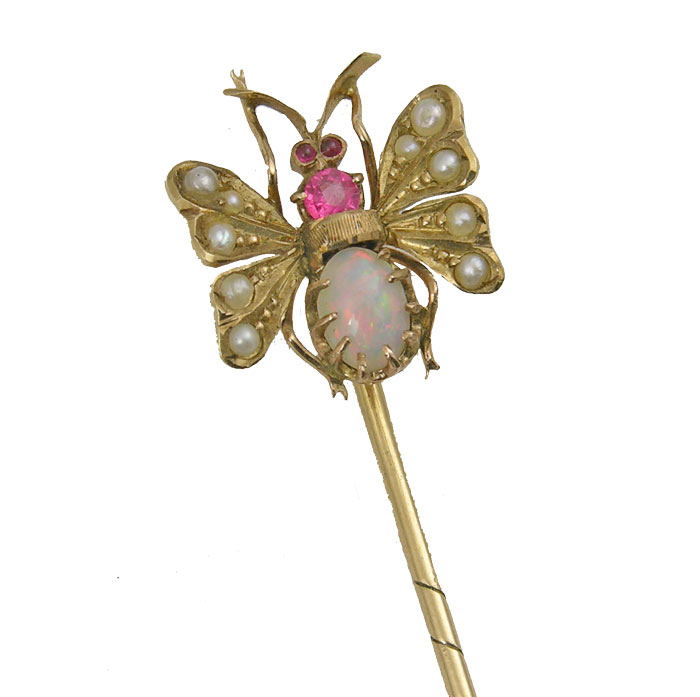 Gold Victorian stone set butterfly stick pin from Sally Thorntons Jewellery blog from AA Thornton jeweller Kettering Northampton 