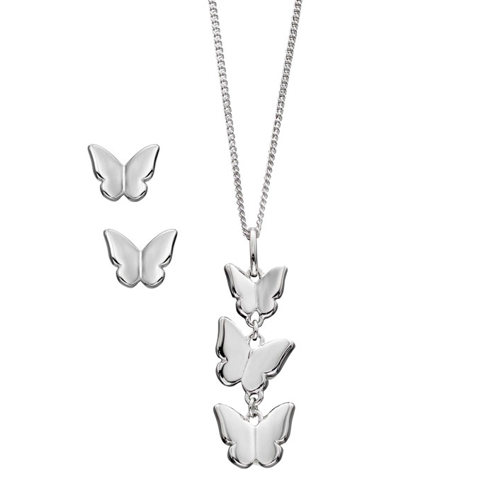 Silver butterflies pendant £32 and earrings £28 from Sally Thorntons Jewellery blog from AA Thornton jeweller Kettering Northampton 