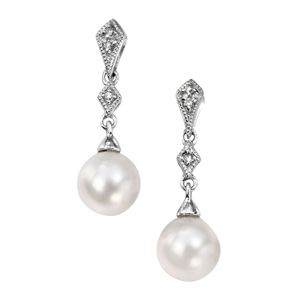 9ct white gold pearl drop earrings £175 from Sally Thorntons Jewellery blog from AA Thornton jeweller Kettering Northampton 