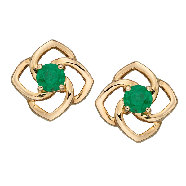 9ct yellow gold emerald stud earrings £260