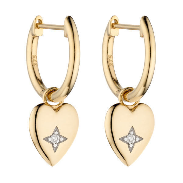 9ct yellow gold hoop and heart earring £325