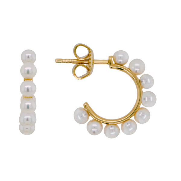9ct yellow gold pearl hoop earrings £300 from Blog by Sally Thornton of Thorntons Jeweller Kettering on earrings