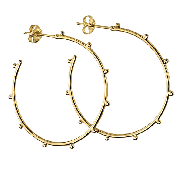 Gold plated studded hoop earrings £33 from Blog by Sally Thornton of Thorntons Jeweller Kettering on earrings