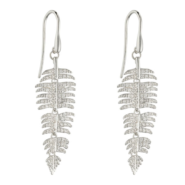 Silver feather drop earrings £80 from Sally Thorntons Blog