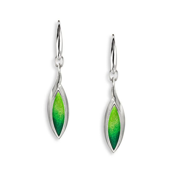 Silver green enamel drop earrings £130